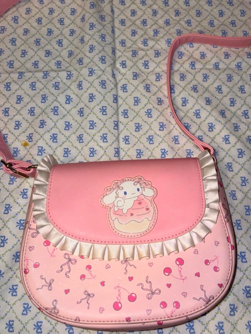 Hello Kitty Pink Ruffle Shoulder Bag with Character Patch